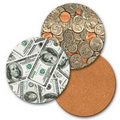 4" Round Coaster w/ 3D Lenticular Images of Dollars and Cents (Blank)